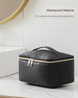 Trousse de Maquillage de Voyage Portable en Cuir Tendance avec Fermeture Éclair, Grande Trousse de Rangement pour Sac
