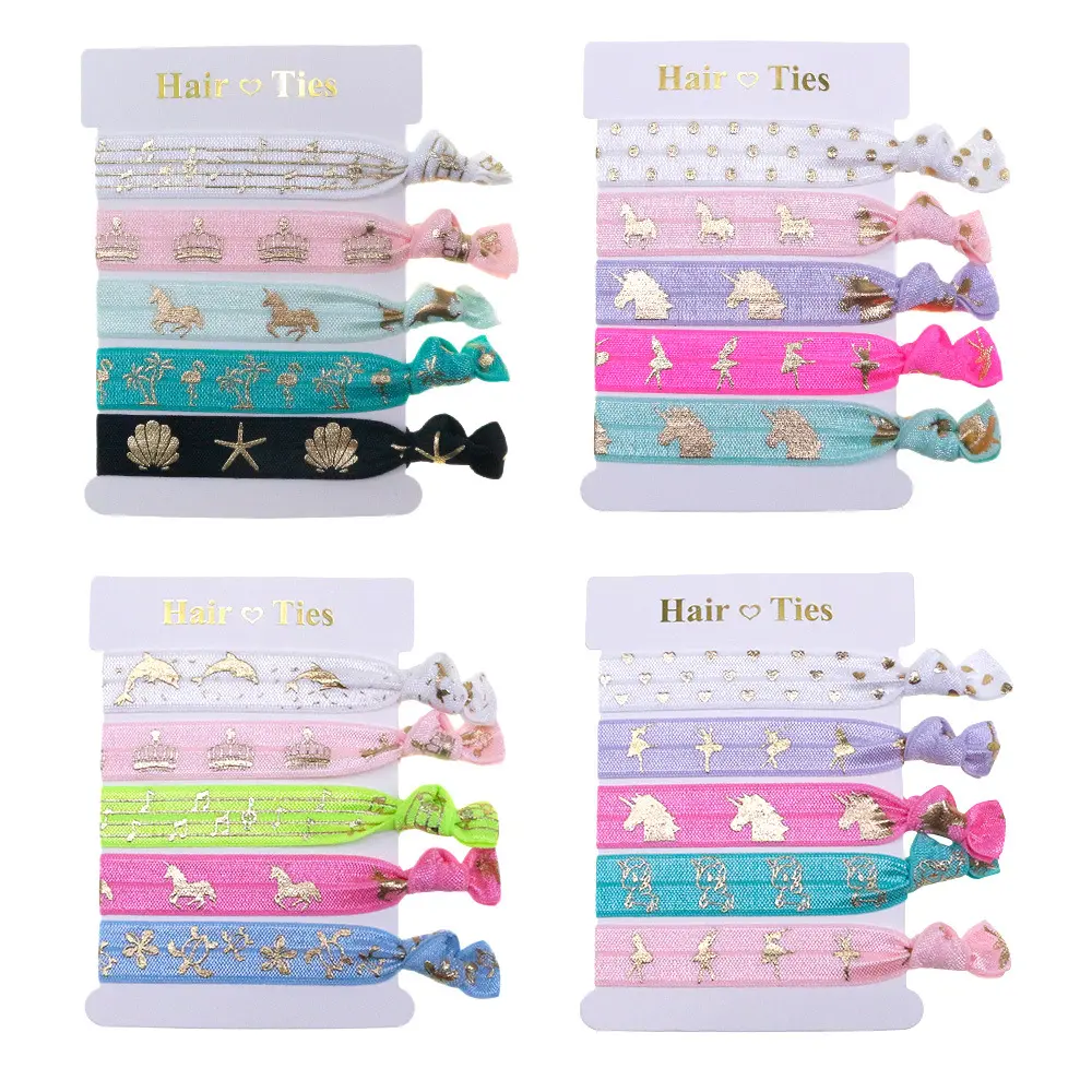 Fashion Custom Hair Accessories Colorful Elastic Bracelet Printed Polyester Hand Knotted Elastic Hair Tie