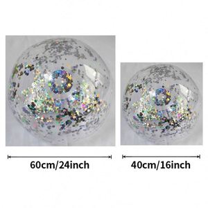 Customizable Inflatable Glitter Beach Ball - Printed Promotional Beach <b>Toy</b> for Outdoor Water Play - Product Image 3