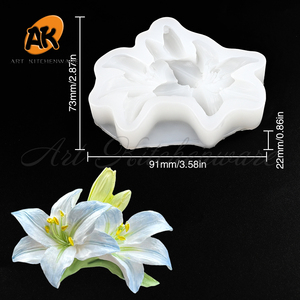 Moule en silicone AK Daisy pour fondant, pâte à modeler, fleurs de lys, chocolat, lotus – Outil de décoration de gâteaux et pâtisseries DIY - Product Image 2