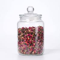 Toples Penyimpanan Kaca Tebal Tutup Kedap Udara Mulut Lebar 1.3L Wadah Makanan Anti Lembab untuk Teh Kopi
