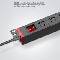 Bloc de distribution d'alimentation (PDU) personnalisé à 8 ports, câbles d'alimentation de type US, équipement électronique 220V 16A, garantie de 2 ans, modèle noir
