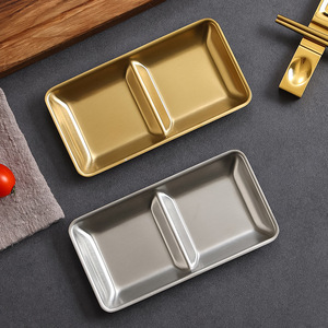 Stainless Steel Condiment Dish 3 Compartment Rectangle Serving Tray For Soy Sauce Dipping Pickle - Product Image 3
