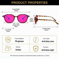 Kacamata Anti Cahaya Biru Sunray Refined Square Oval TR Full Rim Frame Lensa Merah Berwarna Diamond Rivet Slim Temple Unisex OEM