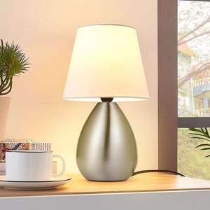 Juego de Lámparas de Mesa Modernas DB Teamo, Pantalla de Vidrio Plateada de 11'', Luz LED Cálida para Dormitorios, Estudio, Decoración del Hogar - Product Image 6