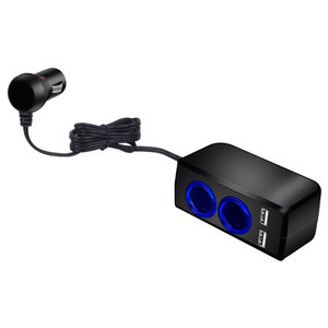 Venta caliente 2.4A Puerto <span class=keywords><strong>USB</strong></span> dual Cargador de carga rápida Negro ABS + PC + Material de PVC 12-24V Dispensador de encendedor de cigarrillos de voltaje - Product Image 1