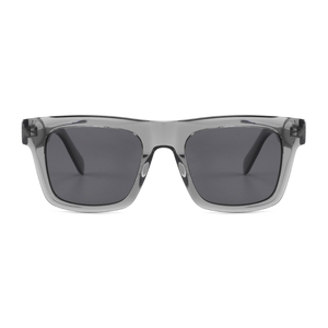 Lunettes de soleil rectangulaires polarisées unisexes, monture grise pleine bordure, verres foncés, protection UV400, usage extérieur pour adultes, modèle 6610, fabriqué en Chine - Product Image 1
