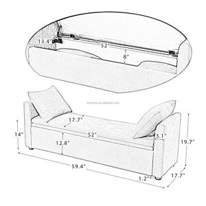 Современный серый тканевый стул для спальни с обивкой оттоманка скамейки для хранения - Product Image 6