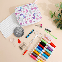 Kit de couture DIY tendance : Ensemble d'accessoires, ciseaux, kit de couture en cuir PU, fil de polyester, étui complet, outils, perforateur, portable pour hôtel