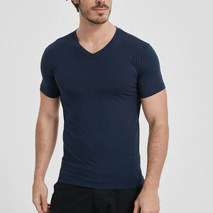 T-shirt da uomo personalizzata taglia USA, slim fit, in poliestere ed elastan, traspirante, anti-restringimento, ad asciugatura rapida, con scollo a V e stampa serigrafica - Product Image 2
