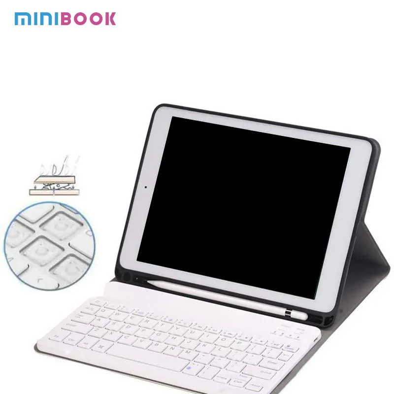 Minibook Casing Tablet Pu Kulit untuk iPad dengan Keyboard Casing Tablet Pu Tpu Tahan Guncangan