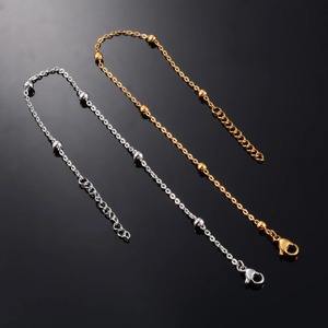 สร้อยข้อมือลูกปัดสแตนเลสสตีลแบบโซ่ Link O สำหรับผู้หญิง สีเงิน/สีทอง สร้อยข้อเท้า เครื่องประดับมือและเท้า สำหรับฤดูร้อน - Product Image 6