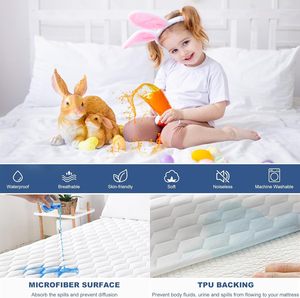 Protège-<span class=keywords><strong>matelas</strong></span> complet imperméable Couvre-<span class=keywords><strong>matelas</strong></span> ajusté matelassé en polyester silencieux Couvre-<span class=keywords><strong>matelas</strong></span> en polyester silencieux - Product Image 2
