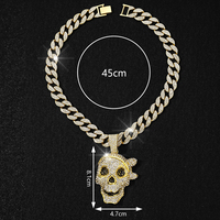NL2258 Gros Mode Hip Hop Punk Bijoux Pendentifs Charmes Glacé Cz 3D Crâne Pendentif Diamant pour Collier