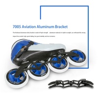 Patins à roulettes de vitesse professionnels SR11 avec châssis en fibre de carbone, roulements ABEC-9, roues en PU de 110 mm, blanc et bleu
