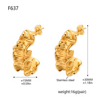 Boucles d'oreilles créoles ondulées et froissées tendance Gaovo, en acier inoxydable plaqué or 18 carats, résistantes au ternissement, bijoux de mode pour femmes, vente en gros
