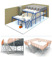 Système de rayonnage pour mezzanine en acier, plateforme d'entrepôt industrielle sur mesure avec escalier, capacité de charge de 500 kg