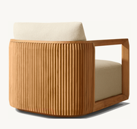 Chaise longue d'extérieur moderne en teck avec fonction pivotante, écologique et résistante aux intempéries