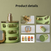 Flacon de parfum en verre vert de 100 ml, design unique et creux, avec logo personnalisé en relief, conteneur cosmétique vaporisateur avec boîte cadeau
