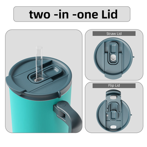 Gobelet isotherme sous vide <span class=keywords><strong>à</strong></span> double paroi en acier inoxydable <span class=keywords><strong>de</strong></span> 40 oz pour boissons chaudes et froides, avec <span class=keywords><strong>poignée</strong></span> pliable et couvercle <span class=keywords><strong>à</strong></span> paille - Product Image 2