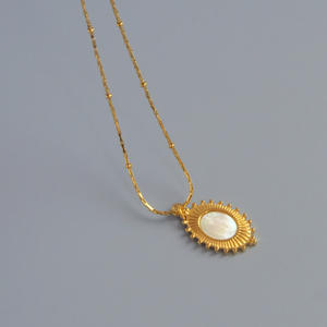 Chaîne avec pendentif en forme de miroir ovale, style byzantin, en acier inoxydable 316L, collier en acier inoxydable, offre spéciale, Europe - Product Image 3