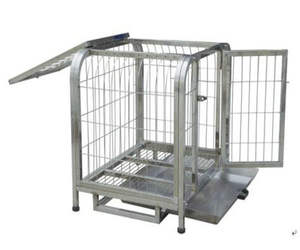 Gabbia per cani da compagnia in acciaio inossidabile con motivo solido con vassoio in plastica per passeggiare comodamente - Product Image 1