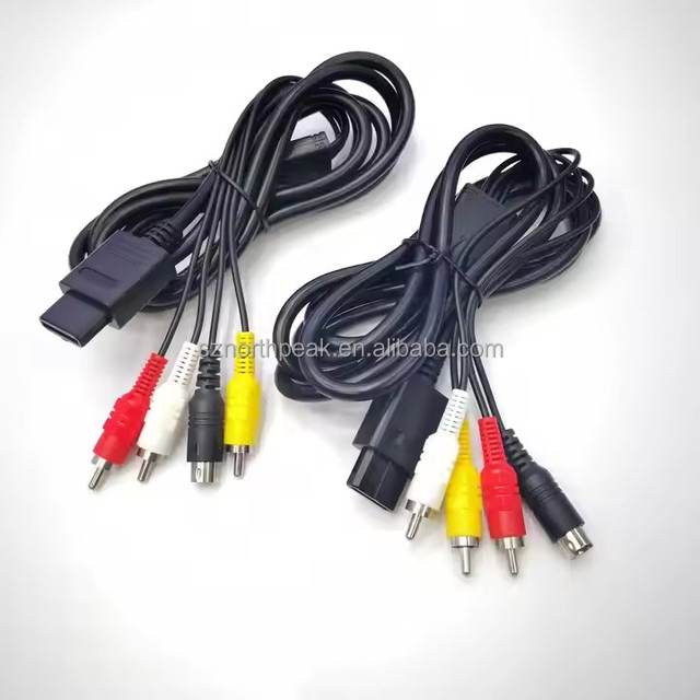 1.8m 2 in 1 Audio Visual Data Cable Composite Cable Rca Video Cord Wire for N 64 N64 Snes for SFC Gamecube Ngc