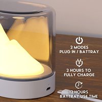 Lampes de table de montagne créatives avec port de charge USB 1200mAh batterie multicolore éclairage LED lampe de bureau pour jardinière succulente
