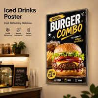 Cadre d'affichage LED A4 A3 A2 A1, boîte lumineuse, panneau publicitaire éclairé pour menu de magasin, panneau mural en aluminium