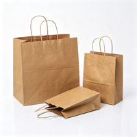 Sacs en papier kraft personnalisés avec poignées pour l'emballage alimentaire, les pâtisseries, les gâteaux à emporter, sacs cadeaux écologiques pour le café, le lait et le thé