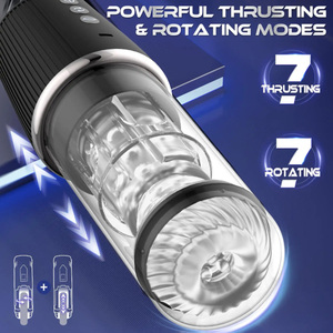 Masturbatore Maschile Automatico con 7 Frequenze di Vibrazione, 5 Modalità di Suzione e 5 di Rotazione, Sensazione Realistica, in Silicone <span class=keywords><strong>Nero</strong></span> ABS TPE per Uomini - Product Image 6