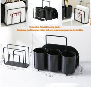 Soporte Metálico para Utensilios <span class=keywords><strong>de</strong></span> Cocina, Organizador <span class=keywords><strong>de</strong></span> Cubiertos para Encimera, Porta Platos <span class=keywords><strong>de</strong></span> Papel y Servilletas, Estante <span class=keywords><strong>de</strong></span> Almacenamiento para Fiestas al Aire Libre, Campamentos y Picnics - Product Image 3