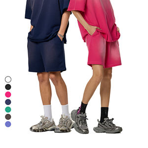 Short de jogging en coton délavé à l'acide sur mesure pour hommes Pantalon de survêtement en éponge française déchiré à ourlet brut Streetwear en polaire uni - Product Image 2