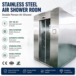 Cabina de Ducha de Aire de Acero Inoxidable para 2 Personas, para Cuartos Limpios de la Industria Farmacéutica y Alimentaria, con Control Automático PLC y Alta Velocidad - Product Image 1