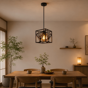 Prix compétitif, qualité supérieure, luminaire suspendu carré en métal en forme de feuille de Ginkgo, cage simple - Product Image 1
