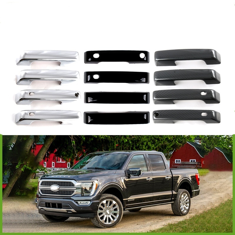 Triple Chrome 4-Door Handle Kit For 2015-2021 Ford F150 – Without Smart Key, + Back Plate