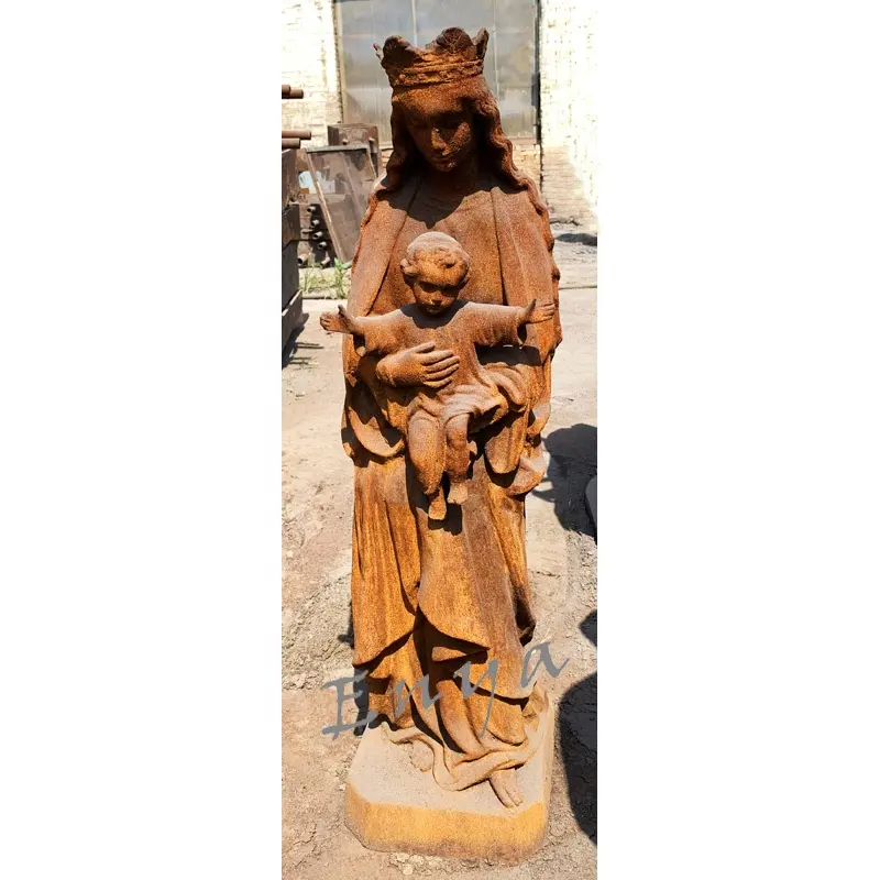 Estatuas de Metal al aire libre de la Virgen María y bebé de Nuestra Señora de Fátima