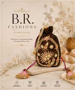 Bolso Potli de Seda Hecho a Mano con Trabajo de Gota Patti Dorado, Bolso de Noche Étnico Indio para Mujer, Cartera para Bodas, Fiestas y Regalos Festivos - Product Image 1