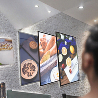 Boîte à lumière LED d'intérieur, panneau de menu en acrylique, support mural, cadre de signalisation publicitaire rectangulaire pour restaurant, café