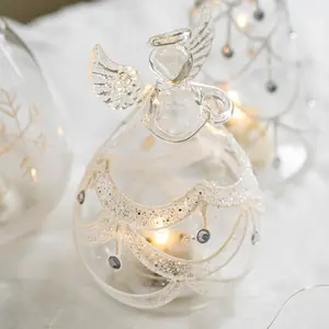 Noël verre ange fille table ornement lumineux Transparent poupée fête fournitures cadeau pour enfants décorations de noël