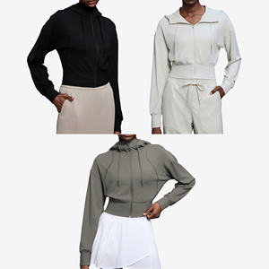 Veste de <span class=keywords><strong>sport</strong></span> à capuche tendance pour femmes Cardigan cintré à la taille Haut à manches longues Vêtements de yoga Veste de fitness polyvalente décontractée - Product Image 4