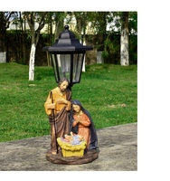 Crèche de Noël solaire extérieure en résine, modèle de crèche de la Sainte Famille, ornement lumineux solaire pour jardin