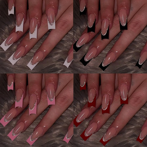 Lot de 96 faux ongles à presser, style français, avec strass scintillants, pour manucure transfrontalière, vente en gros - Product Image 2