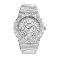 Montre à quartz unisexe de luxe avec boîtier en alliage diamanté, cadran à aiguilles tendance, étanche 10M, coffret cadeau