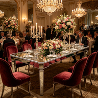 Table console miroir en acier inoxydable de luxe pour salle de banquet haut de gamme