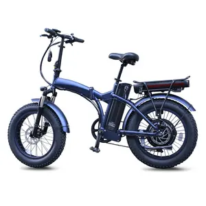 130千米长距离骑行25Ah双锂电池Ebike 20英寸48 500W 750W 1000W成人折叠脂肪轮胎电动自行车