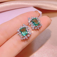Parure de bijoux de luxe 3 pièces en laiton vert émeraude avec CZ, motif soleil, collier, bague et boucles d'oreilles, pour mariée, vente en gros