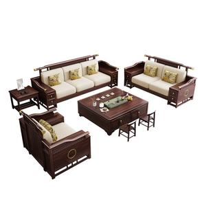 طقم أريكة من خشب الجوز الأسود على الطراز الصيني الجديد، متعدد الاستخدامات للشتاء والصيف، فاخر وخفيف لغرفة المعيشة، متوفر بأحجام مختلفة مع تخزين وكرسي استلقاء - Product Image 5