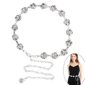 Chaîne de taille en alliage métallique avec plaque <span class=keywords><strong>creuse</strong></span> en forme de fleur Ceinture douce à la mode de style punk transfrontalier - Product Image 1