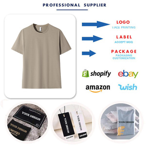 Camiseta de Cuello Redondo para Hombre, Color Sólido, 100% Algodón, Logotipo Bordado Personalizado, Camiseta de Algodón Grueso de 220 g/m² - Product Image 5